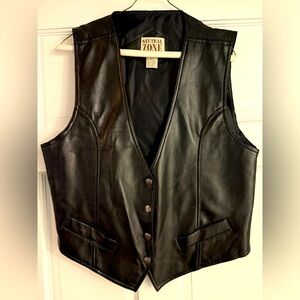 Black vegan leather vest